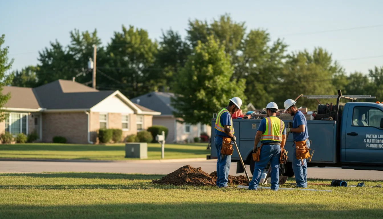 Residential water line and bathroom plumbing service in Orlando, OK